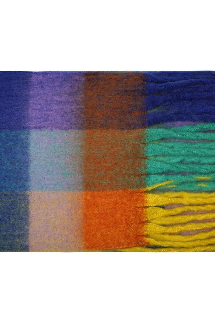 Sciarpa invernale colori a quadri Dark Blue Polyester Immagine2