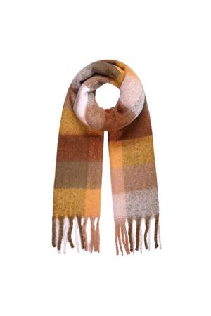 Winter scarf checkered colors Beige & Yellow Polyester h5 