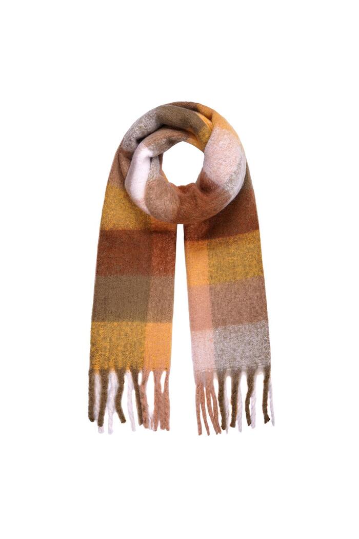 Winter scarf checkered colors Beige & Yellow Polyester 