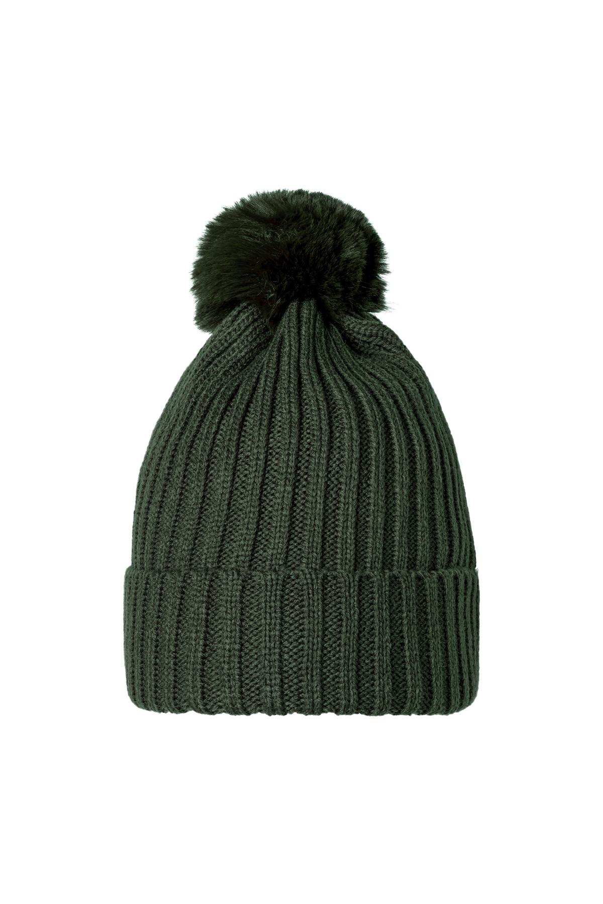 Beanie Furry Pompon Green Acrylic 2