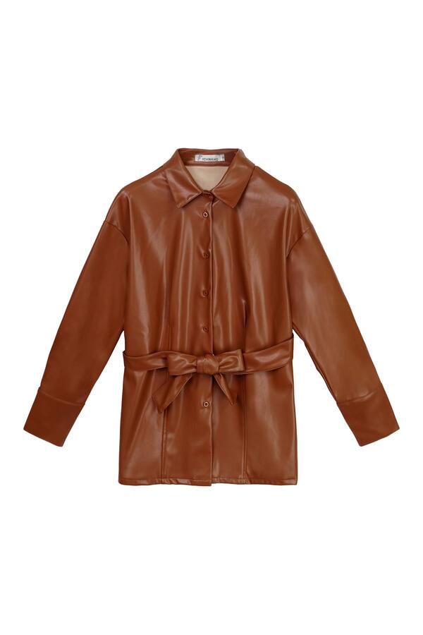 Blouse Leather Look Brown L