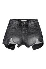 Black / XS / Raw hem distressed denim shorts in black XS 