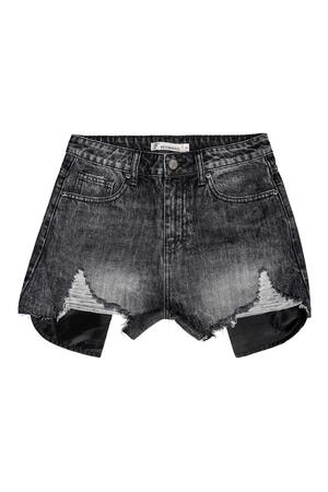 Pantaloncini di jeans invecchiati con orlo grezzo in nero Black L h5 