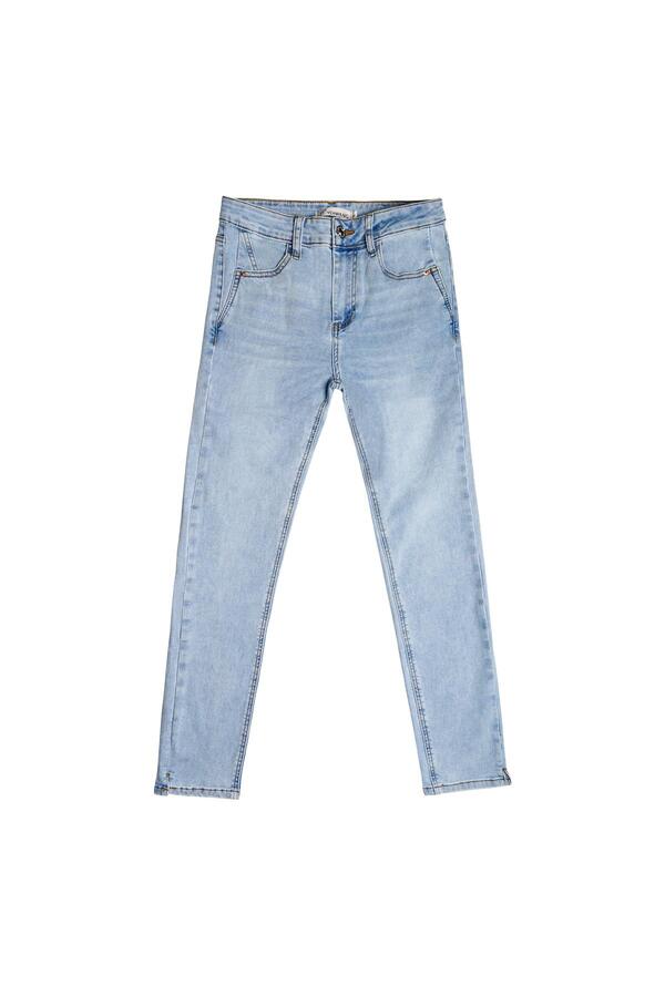 Hellblaue, knöchellange Jeans aus dehnbarem Denim XS