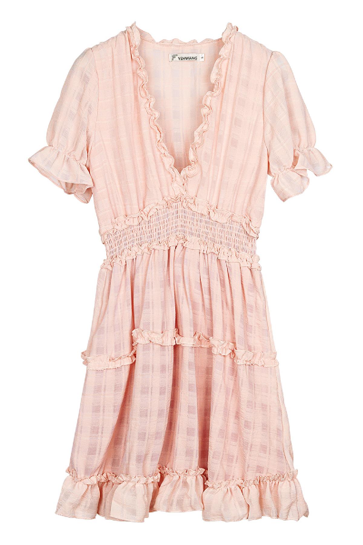 Dress with ruches Pink L 