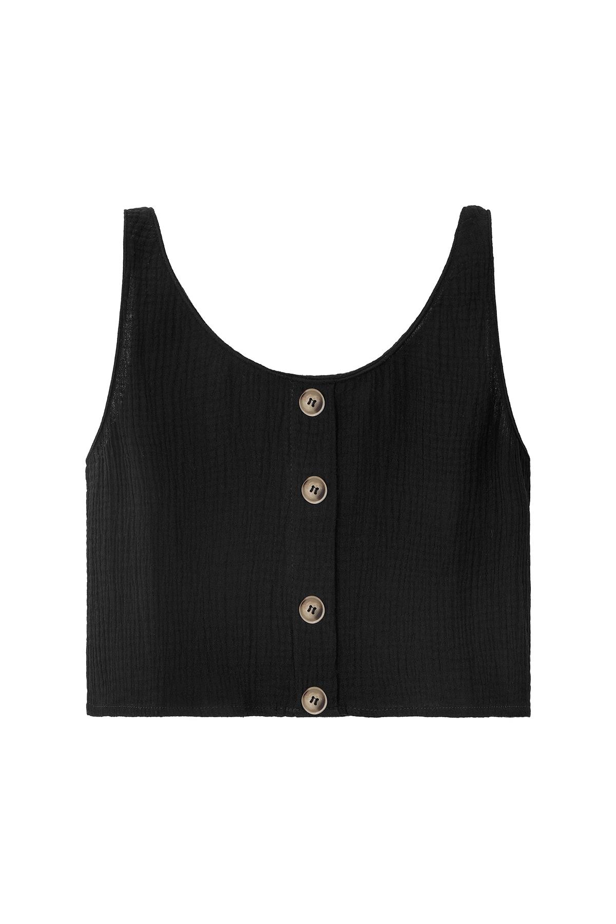 Crop top boutonné Noir L 2