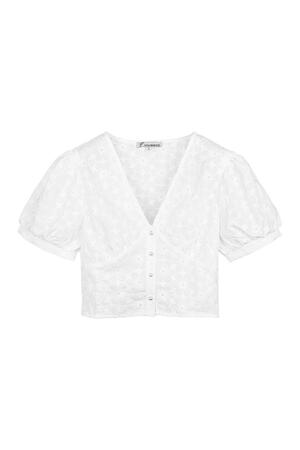 Blusa corta con estampado Blanco L h5 