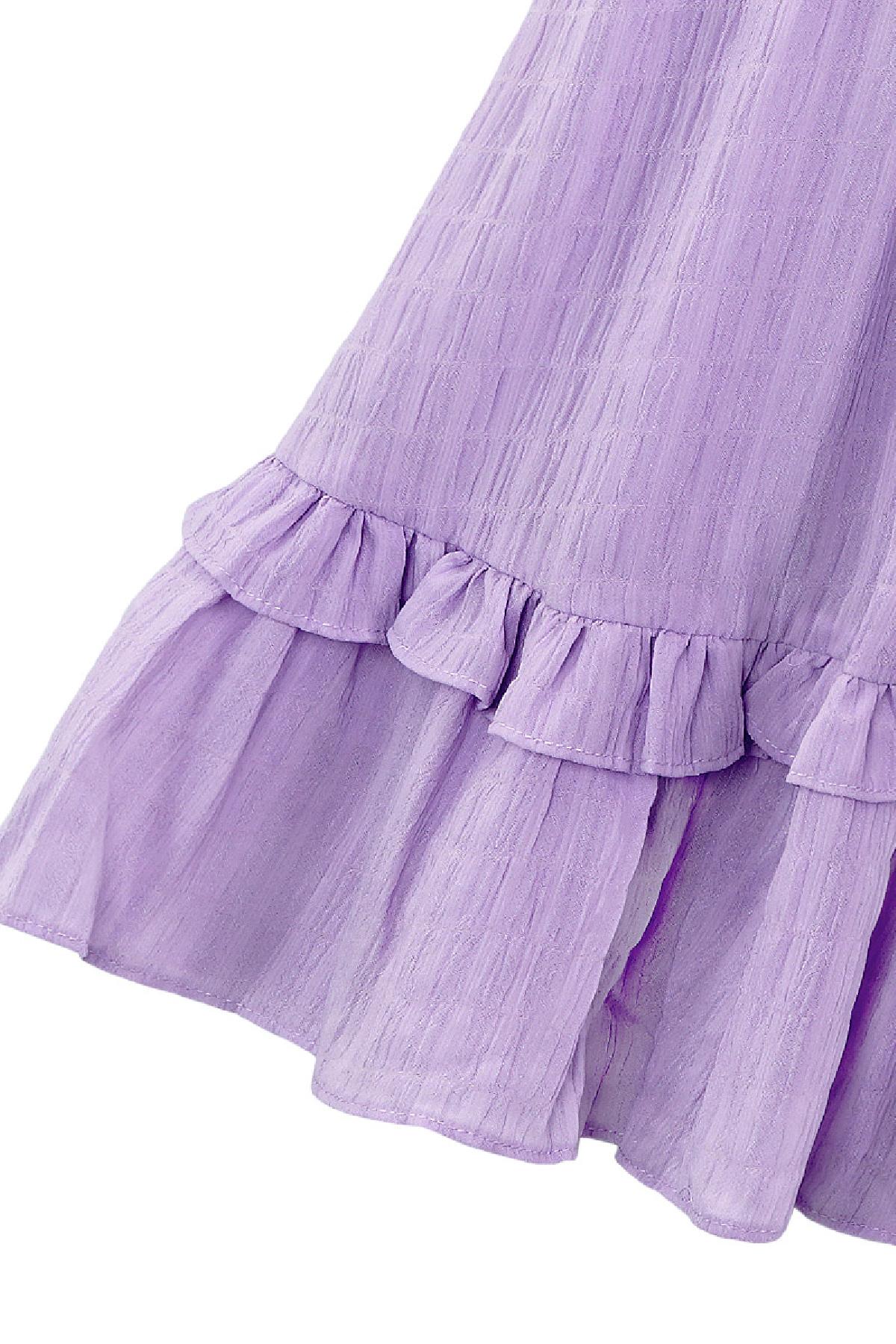 Fırfırlı fırfırlı elbise Purple M Resim6