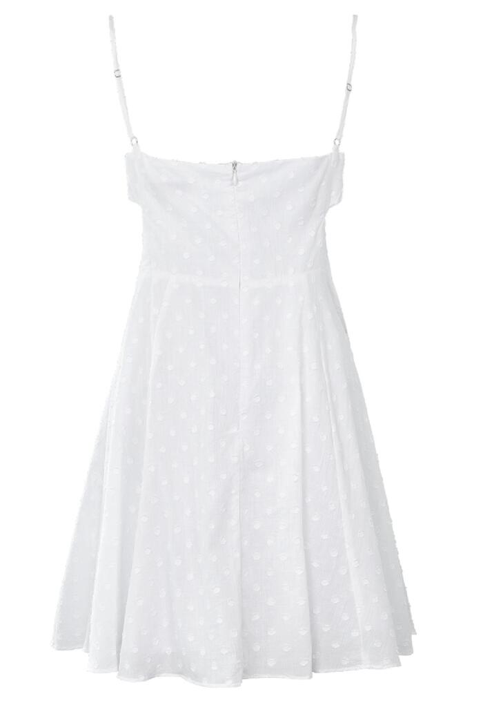 Bel kısmı dekolteli mini elbise White L Resim6