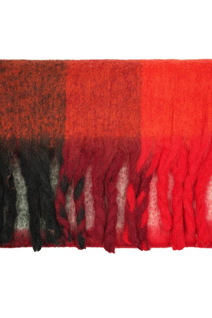Sjaal met franjes Rood Polyester Afbeelding3