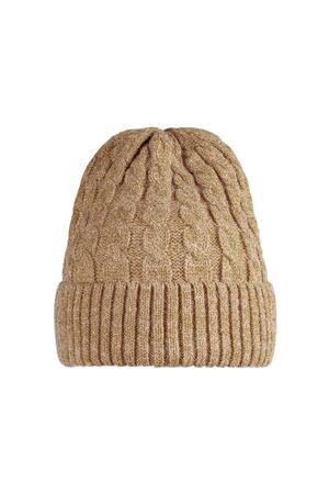 Hat winter knit Camel Acrylic h5 