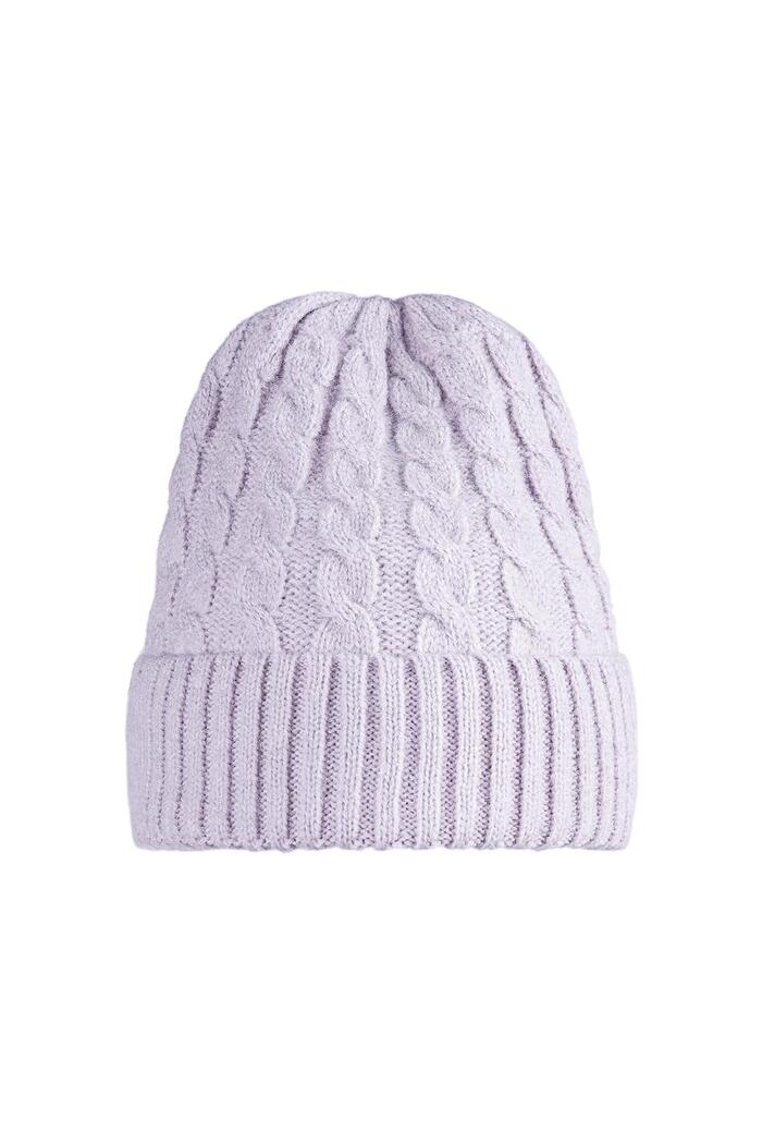 Cappello invernale lavorato a maglia Lilac Acrylic 