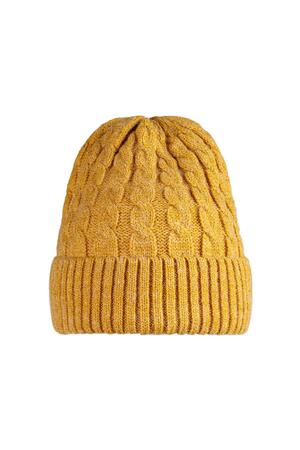 Bonnet d'hiver en tricot Moutarde Acrylique h5 