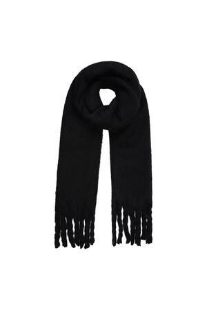 Winter scarf solid color Black Polyester h5 
