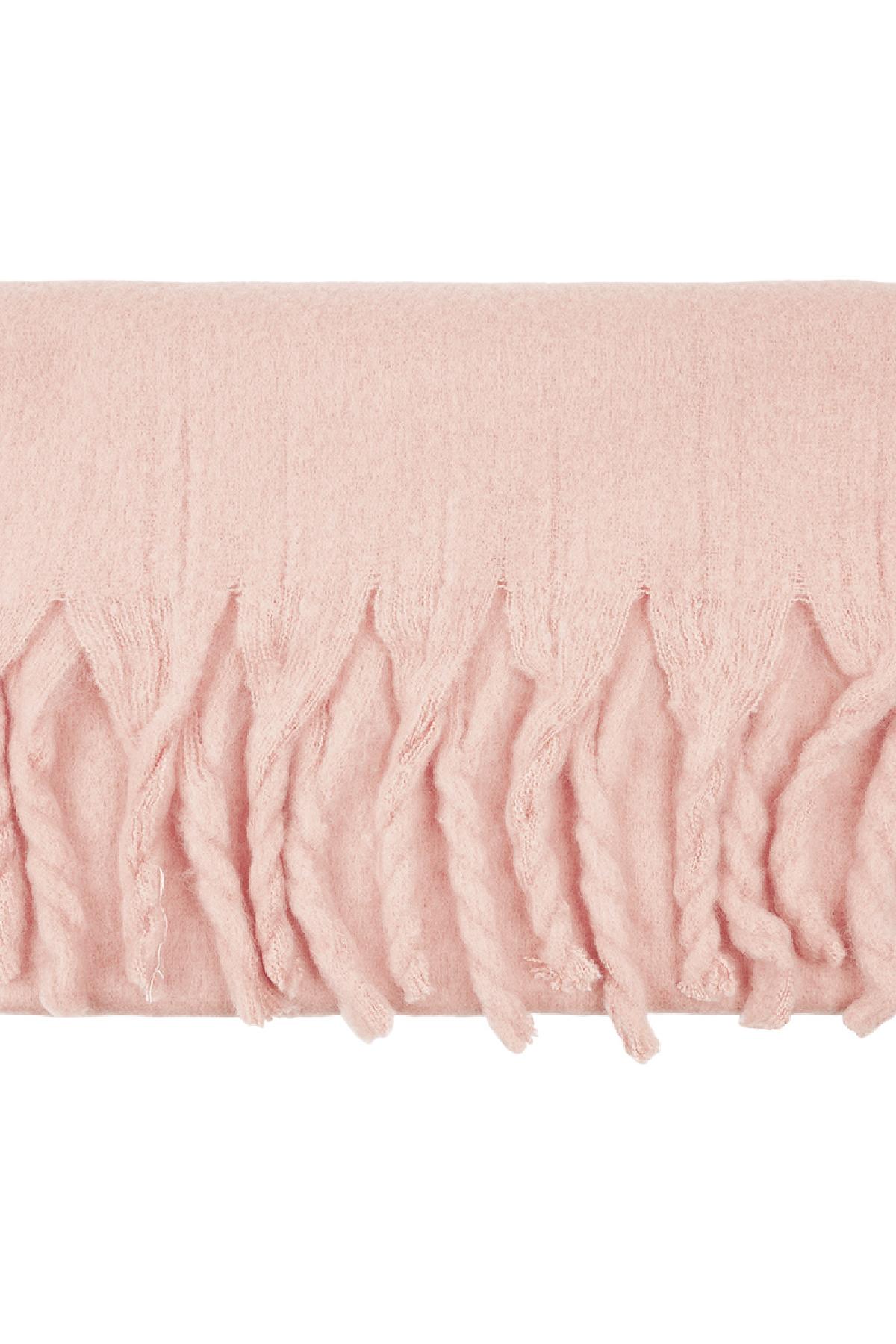 Kışlık eşarp düz renk Pink Polyester h5 Resim4