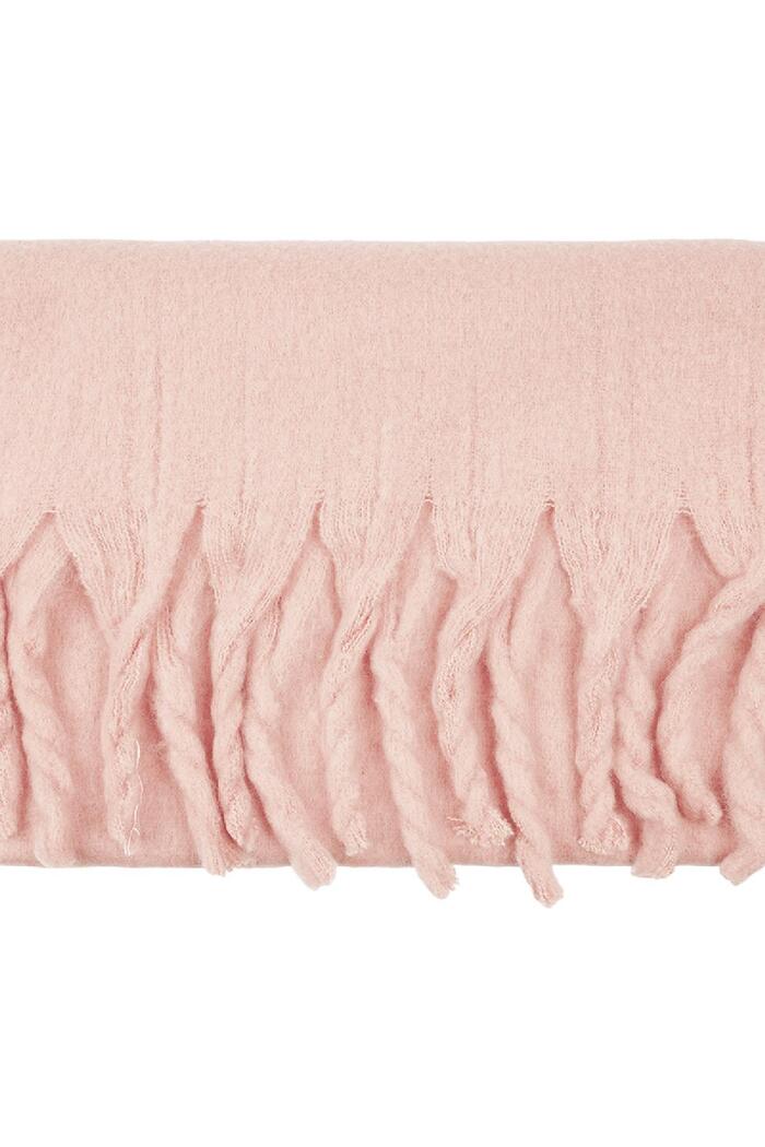 Kışlık eşarp düz renk Pink Polyester Resim4