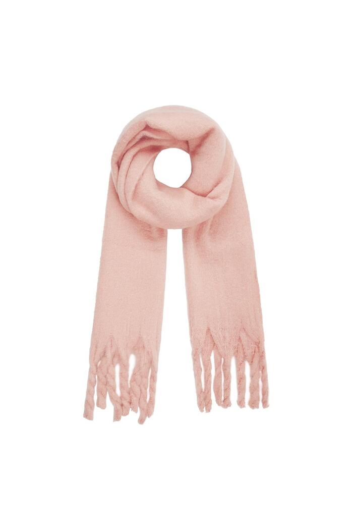 Kışlık eşarp düz renk Pink Polyester 