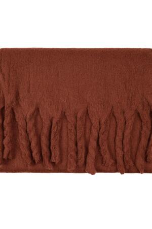 Kışlık eşarp düz renk Brown Polyester h5 Resim4