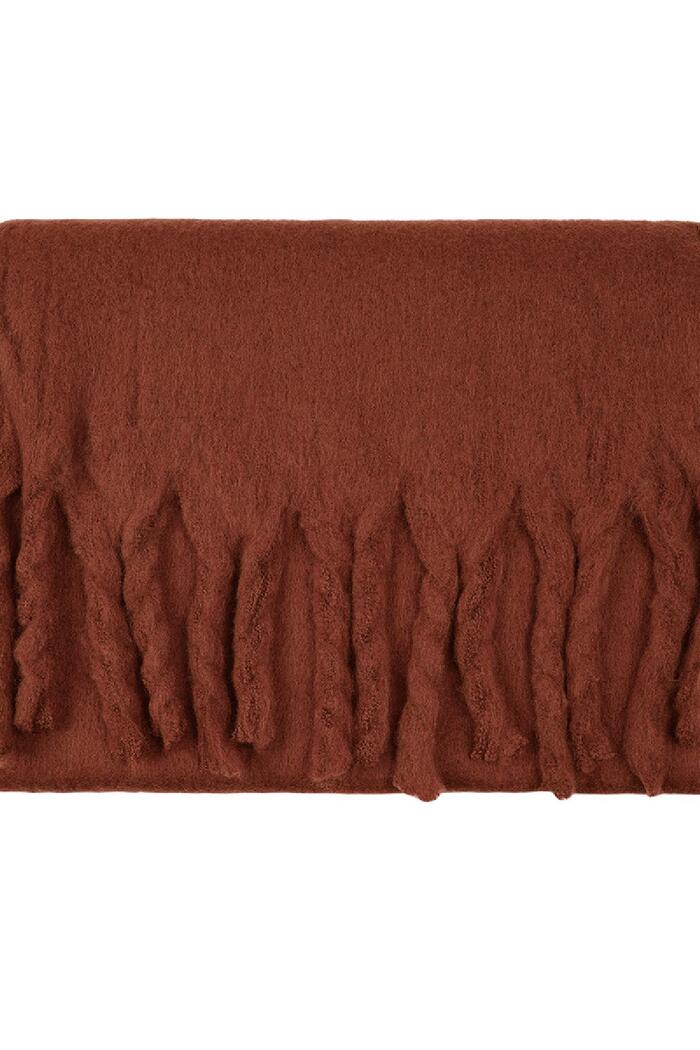 Kışlık eşarp düz renk Brown Polyester Resim4