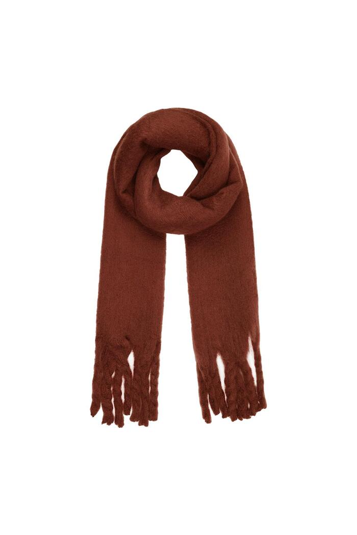 Winter scarf solid color Brown Polyester 