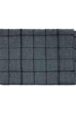 Checkered grey winter scarf Dark Grey Polyester h5 Picture3