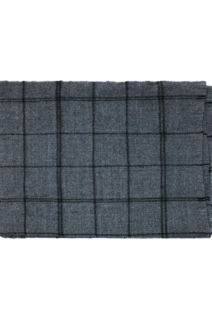 Checkered grey winter scarf Dark Grey Polyester Picture3