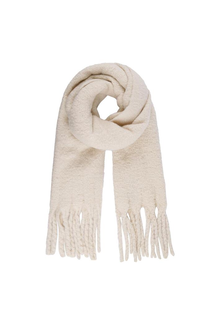 Warm winter scarf solid color off-white Polyester 