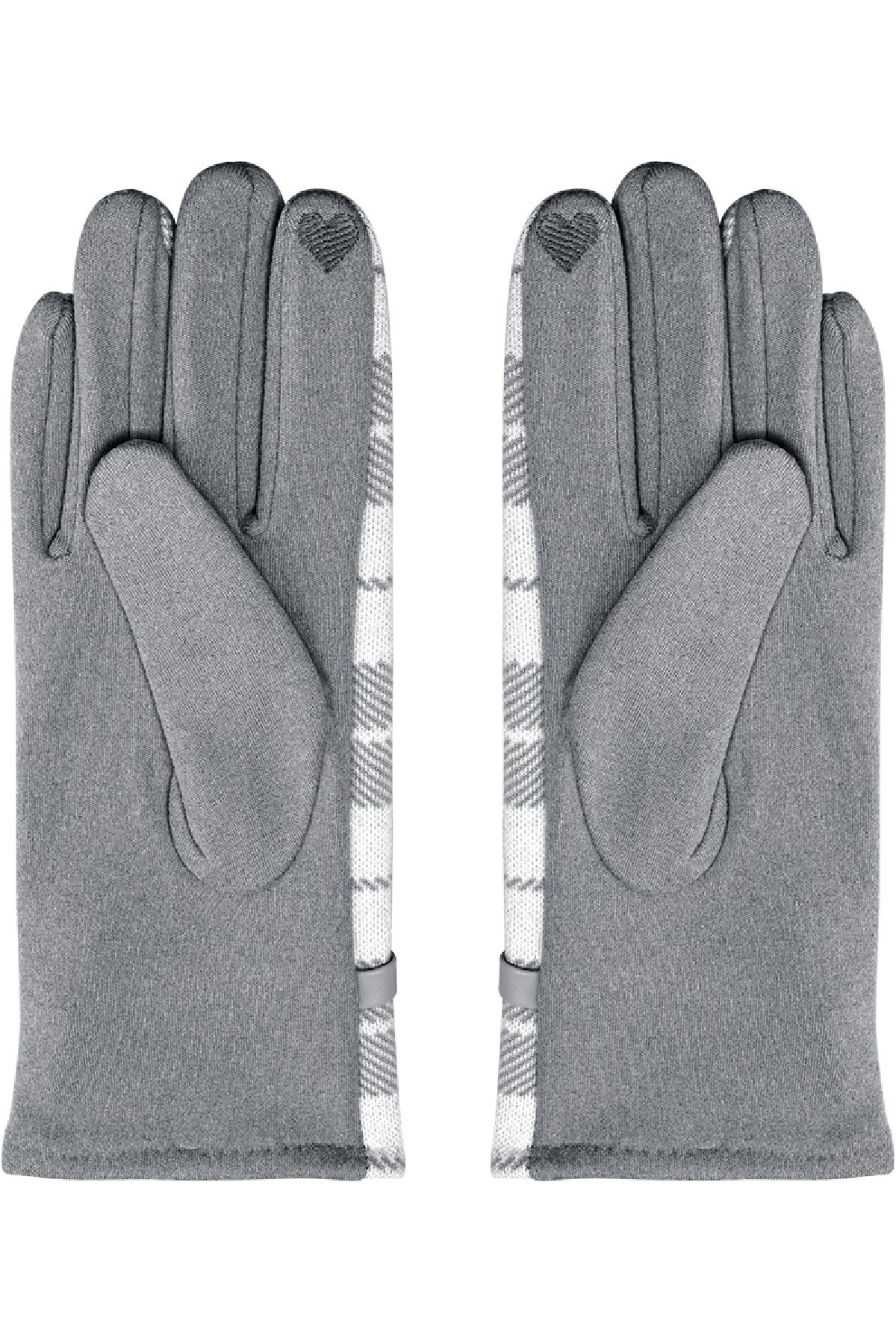 Checkered gloves Grey Polyester One size h5 Picture4