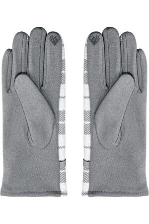 Checkered gloves Grey Polyester One size h5 Picture4