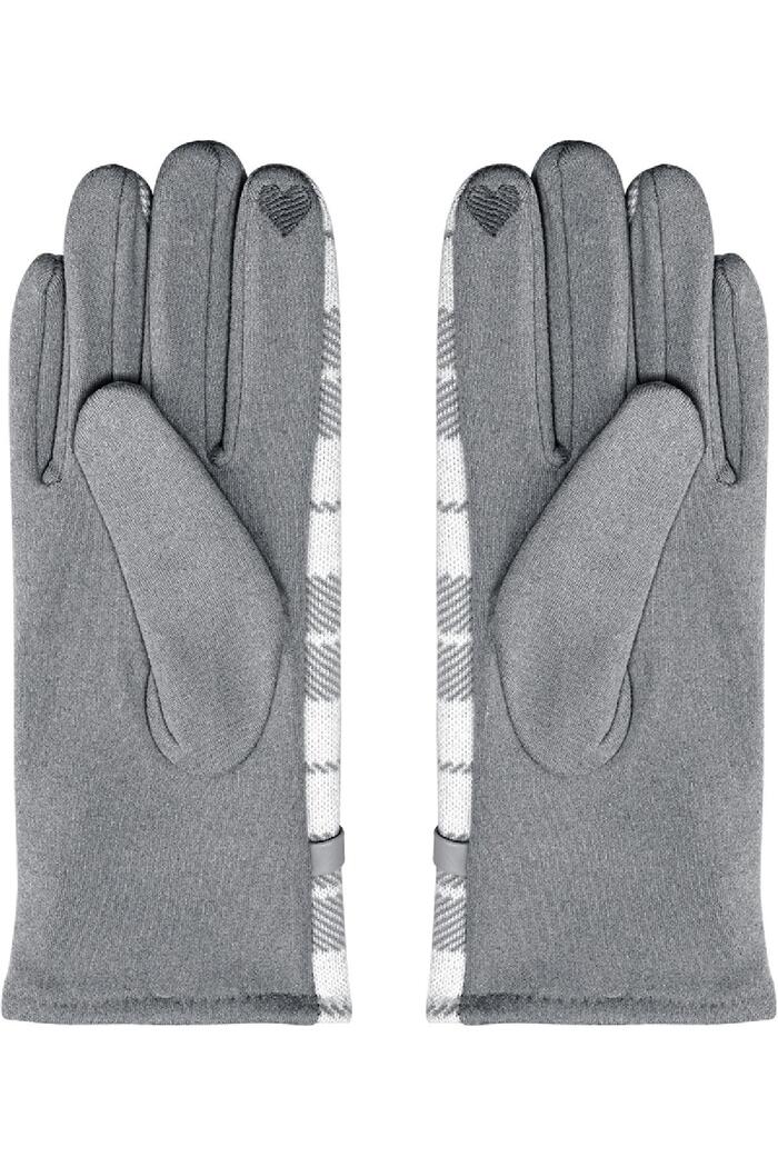 Geblokte handschoenen Grijs Polyester One size Afbeelding4