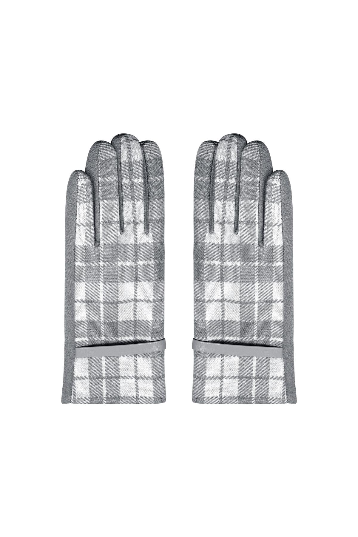 Checkered gloves Grey Polyester One size 