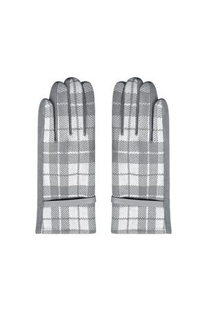 Karierte Handschuhe Grau Polyester One size h5 