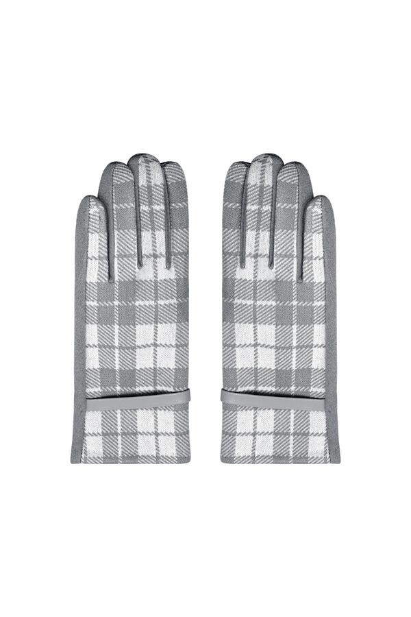 Karierte Handschuhe Grau Polyester One size