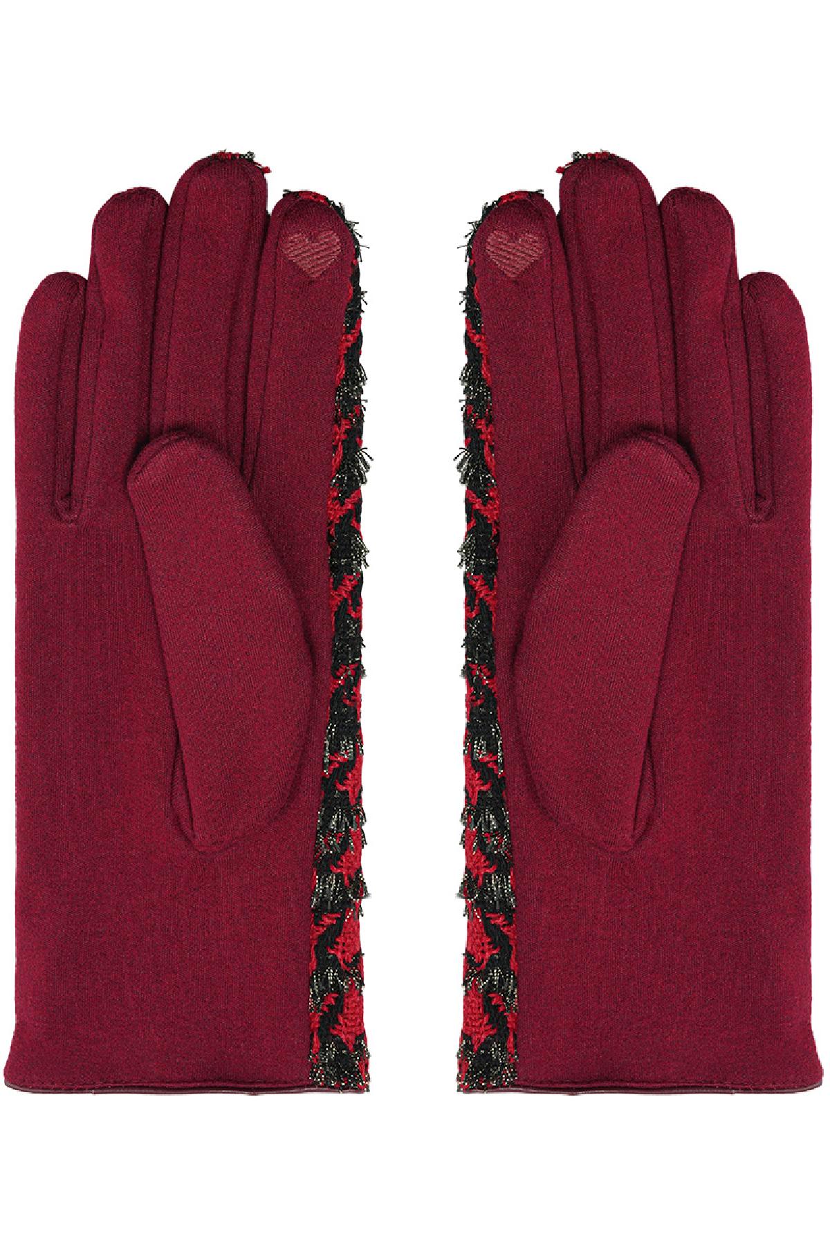 Pied de poule gloves Red Polyester One size h5 Picture2