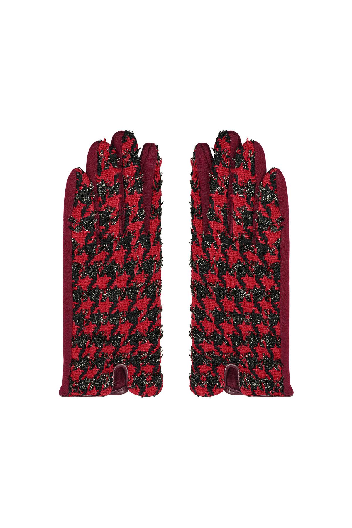 Pied de poule gloves Red Polyester One size h5 