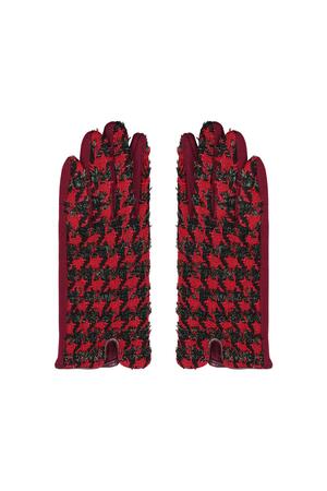 Pied de poule gloves Red Polyester One size h5 