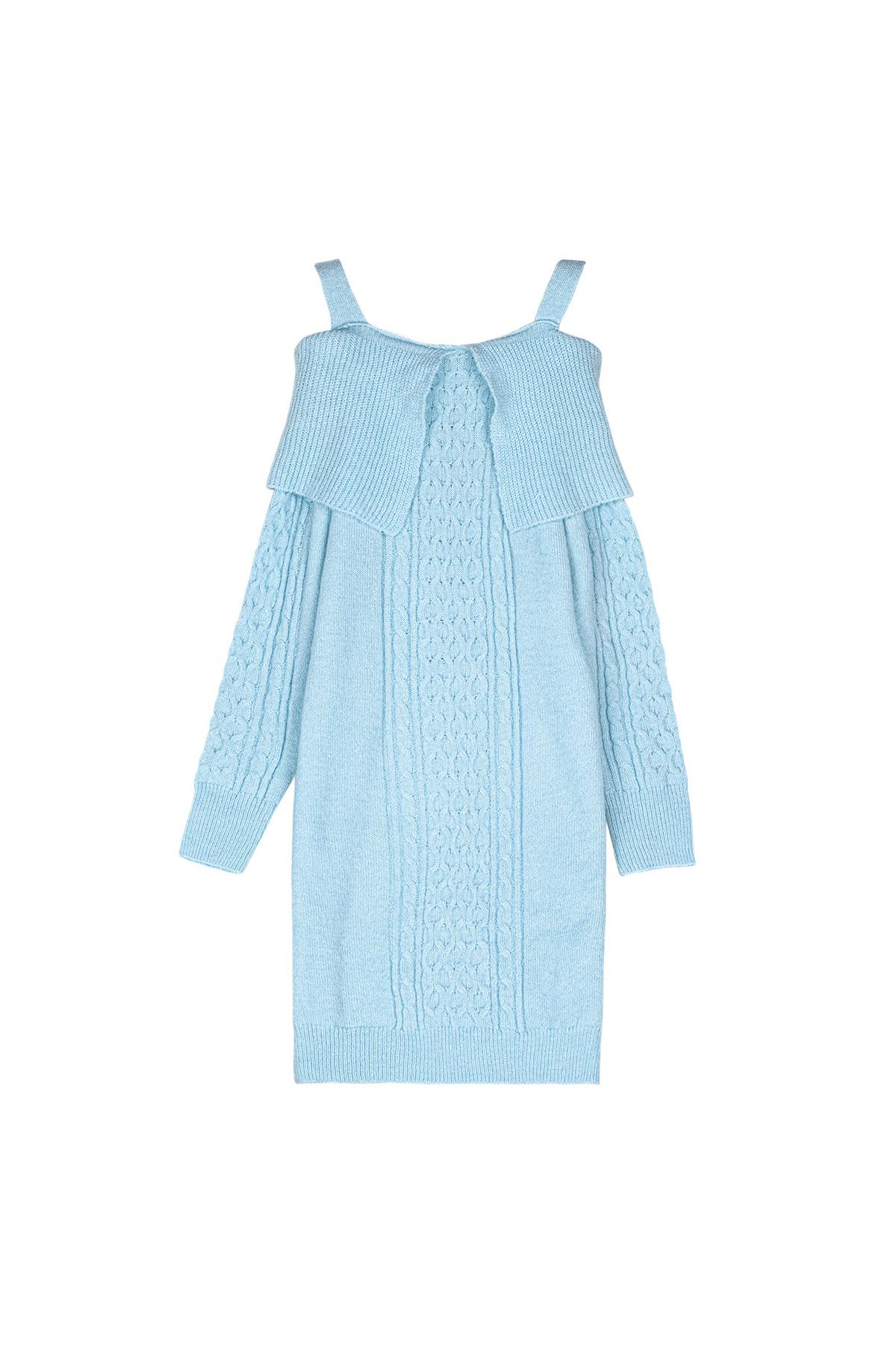 Cable knit sweater dress Blue S/M
