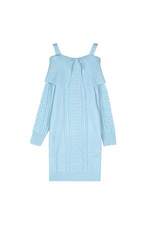 Kabelgebreide trui-jurk Blauw S/M h5 