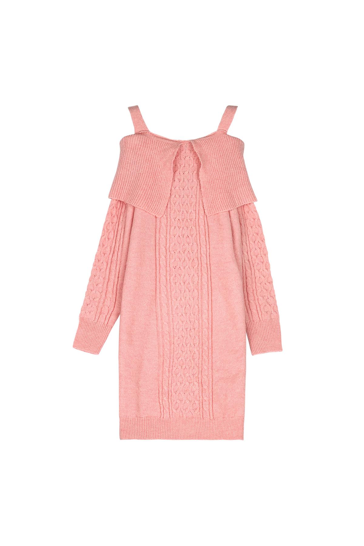 Cable knit sweater dress Pink M/L h5 