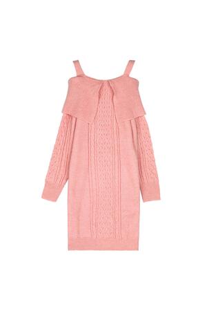 Kabelgebreide trui-jurk Roze S/M h5 