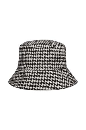 Bucket hat checkered Black & White Polyester h5 