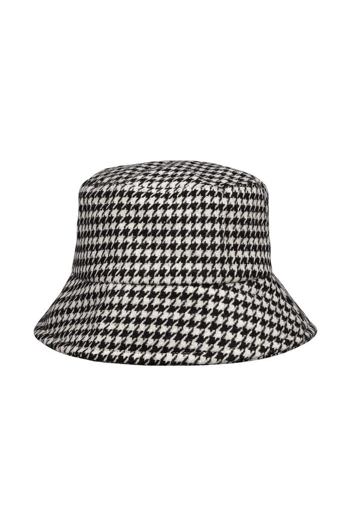 Sombrero de pescador a cuadros Negro & White Poliéster 