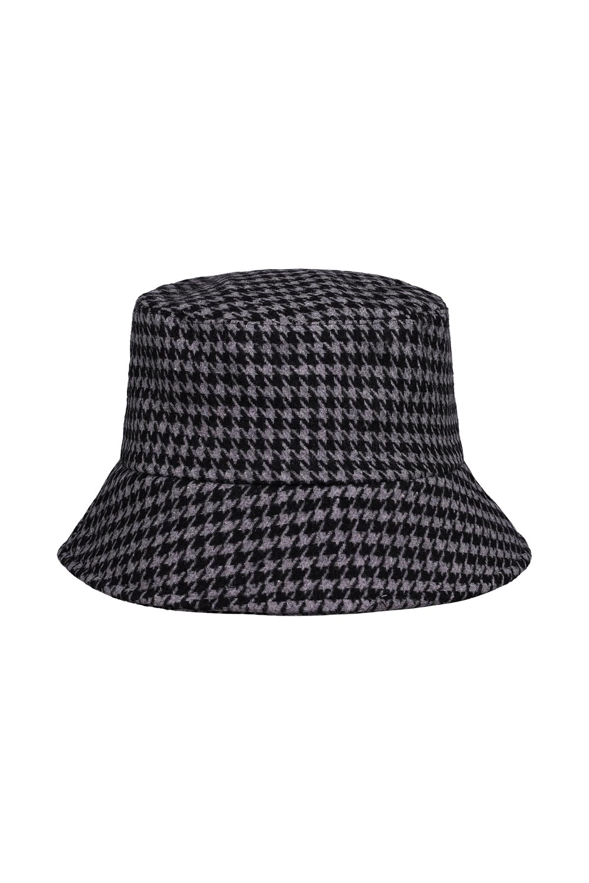 Bucket hat checkered Grey Polyester h5 
