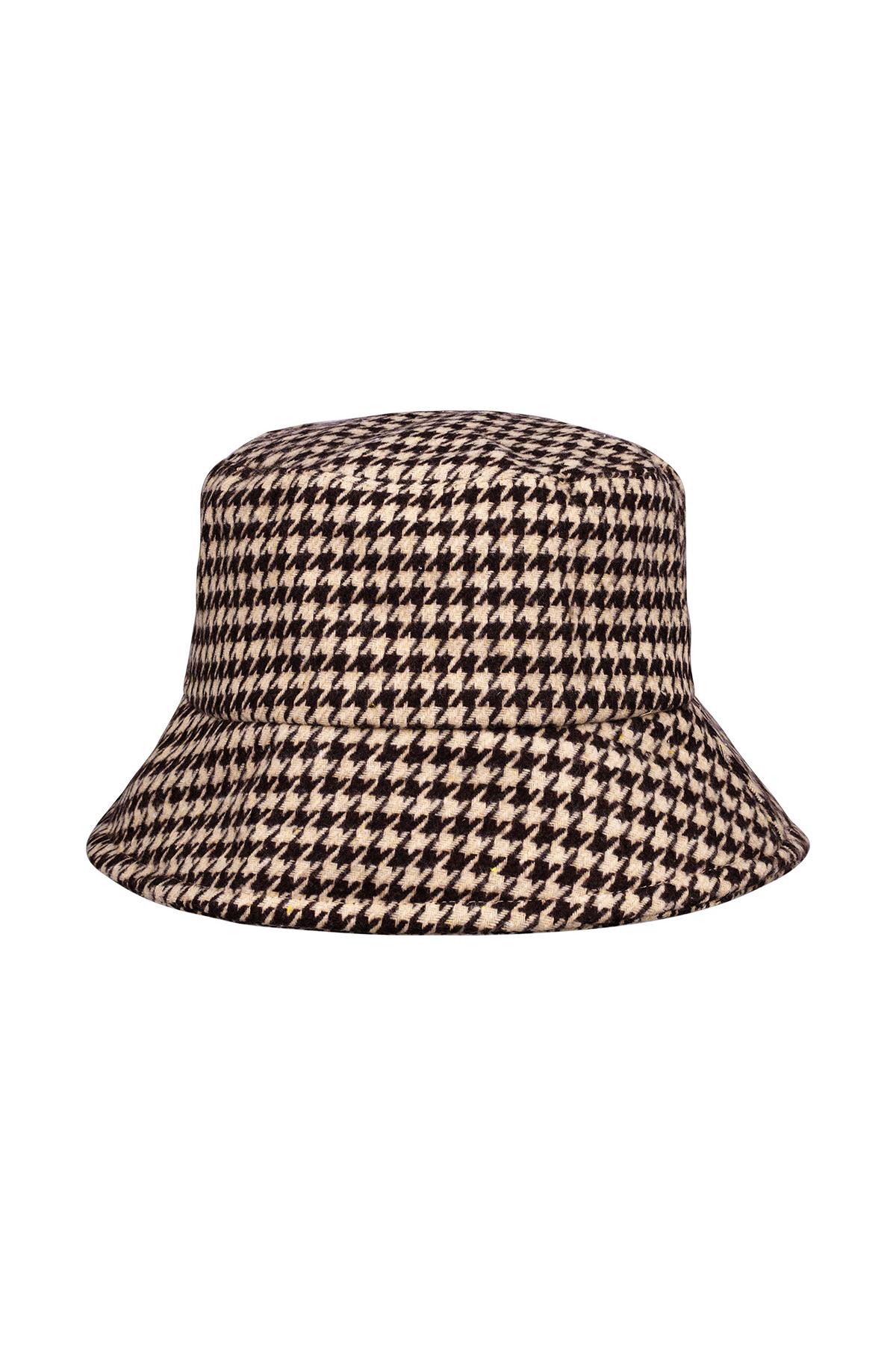 Bucket hat checkered Beige Polyester 2