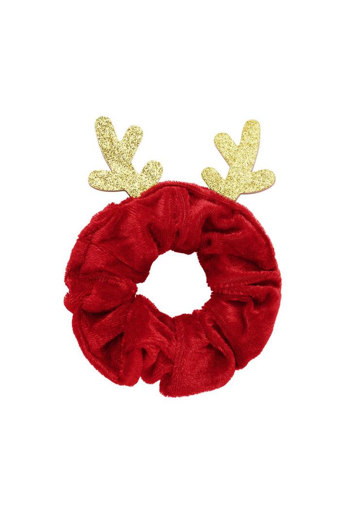 Scrunchie Christmas Reindeer Red Polyester 