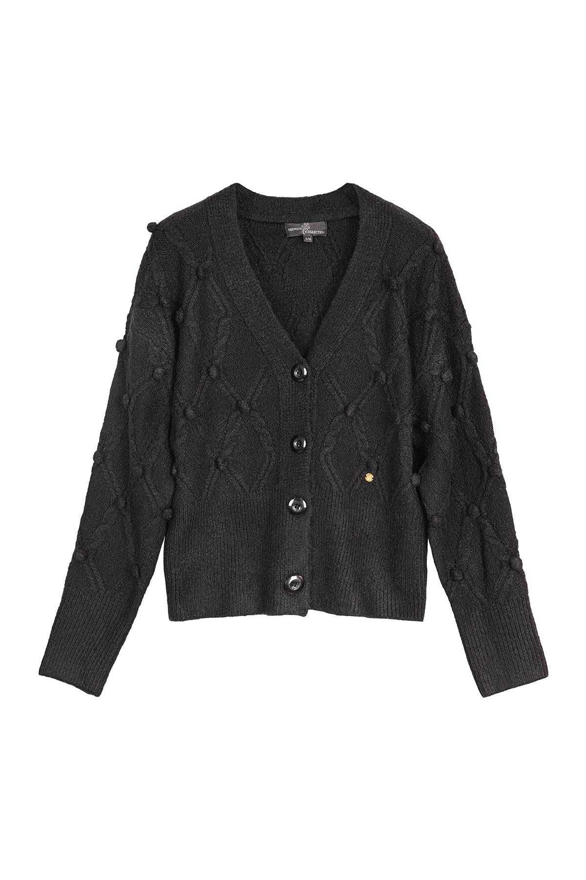 Cardigan with cable and dots