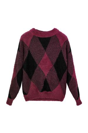 Soft checkered sweater Wine Red S/M h5 
