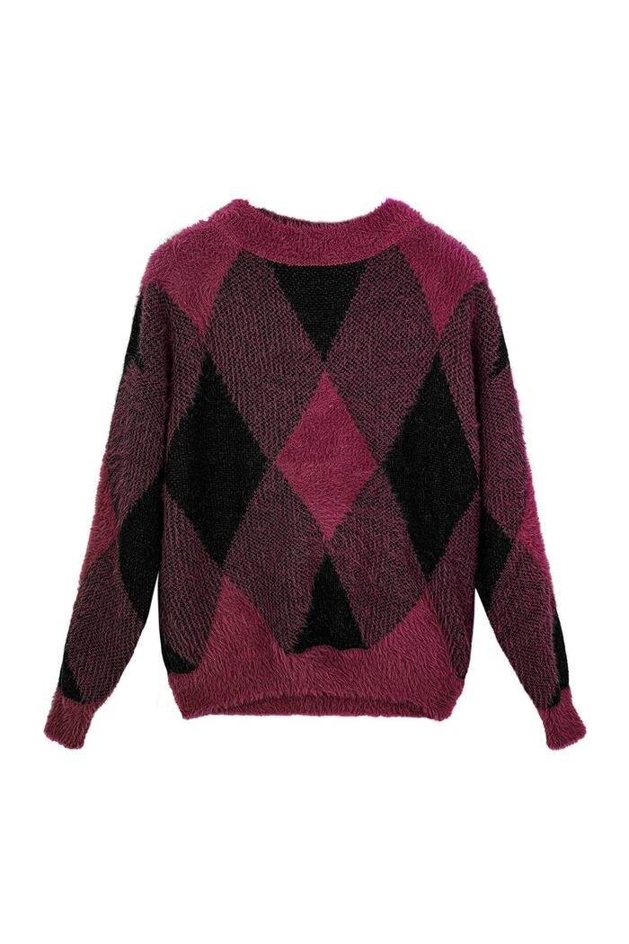Soft checkered sweater Wine Red S/M 