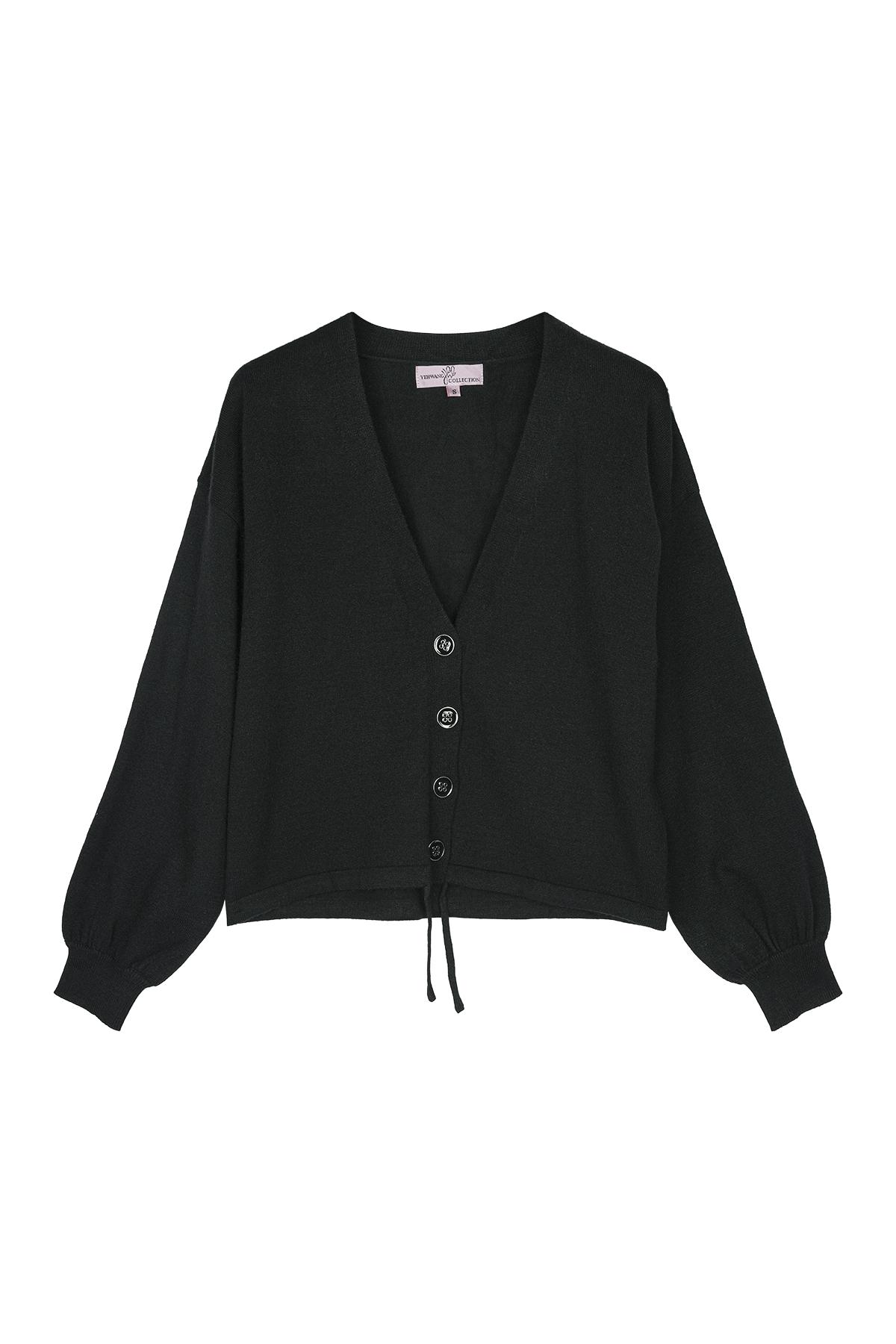 Cropped boxy cardigan Black S