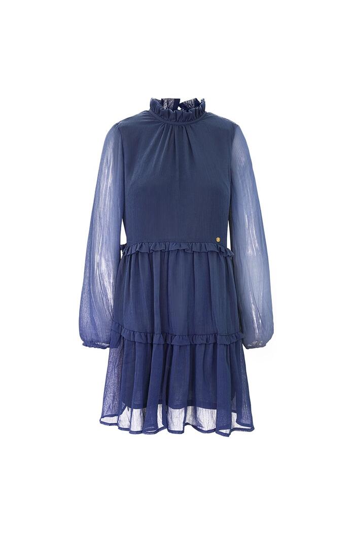 Kleid aus Chiffon mit Rüschen Blau M 
